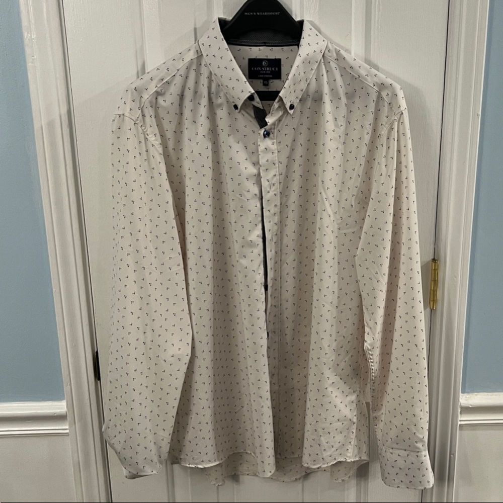 Elegant Cream Patterned Men's Shirt